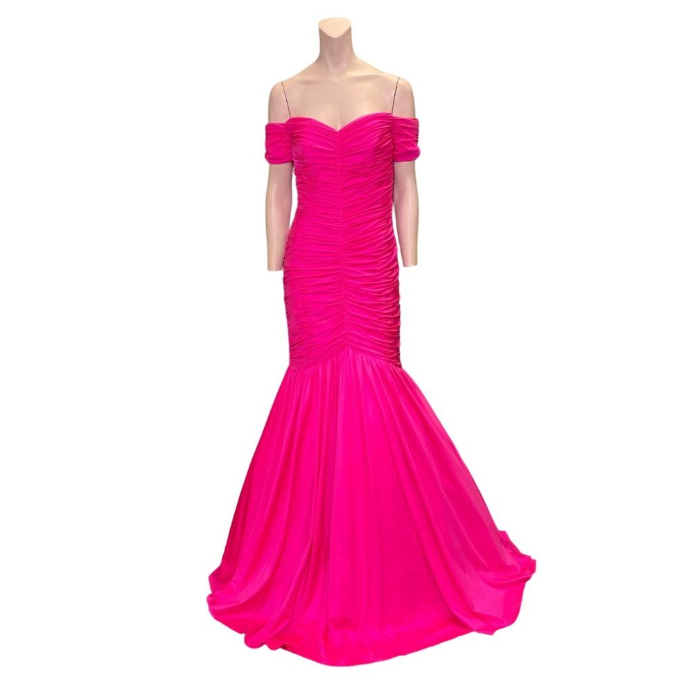 Colors Off Shoulder Mermaid Style Evening Gown Hot Pink Size 8 NWT